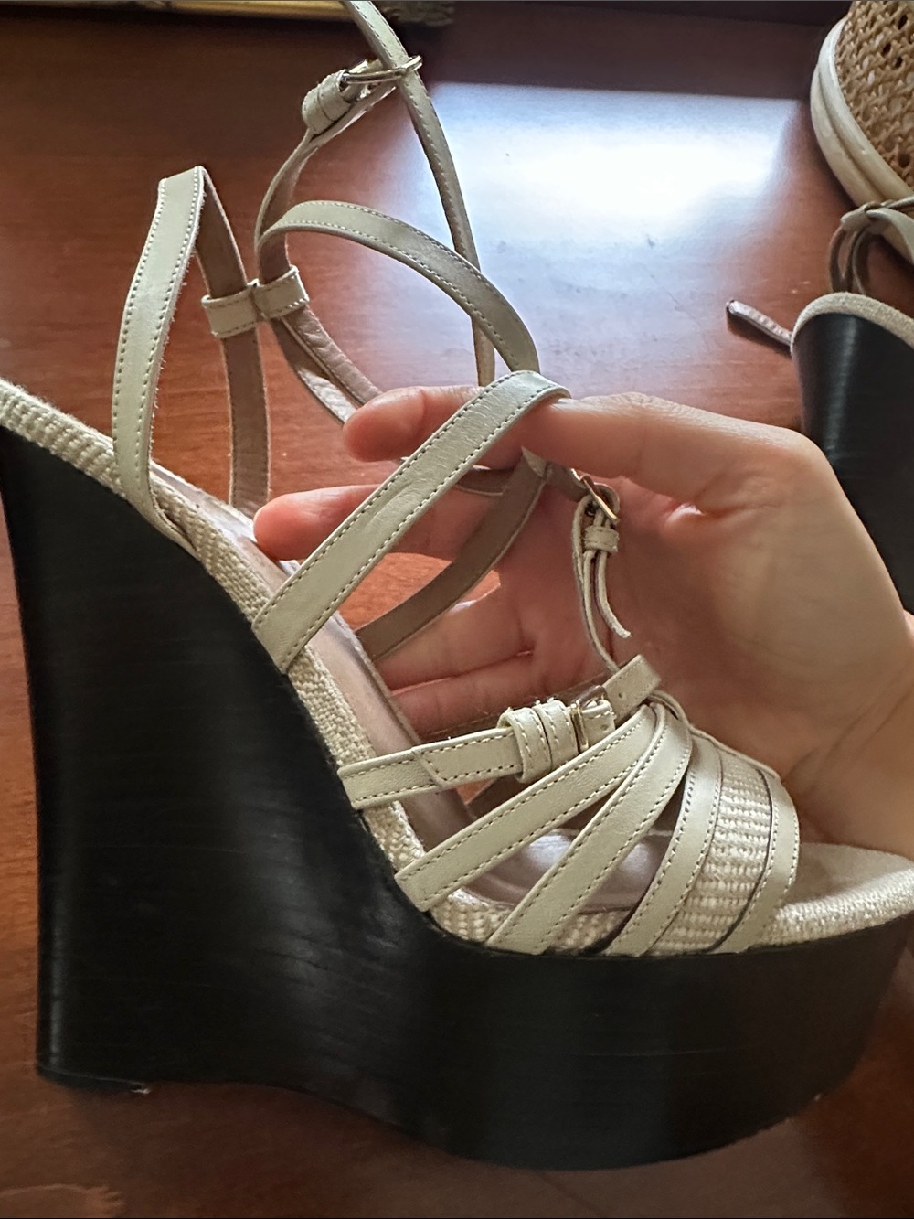 Burberry Beige Strappy Espadrille Heels with Ankle Wrap - Picture 6 of 8